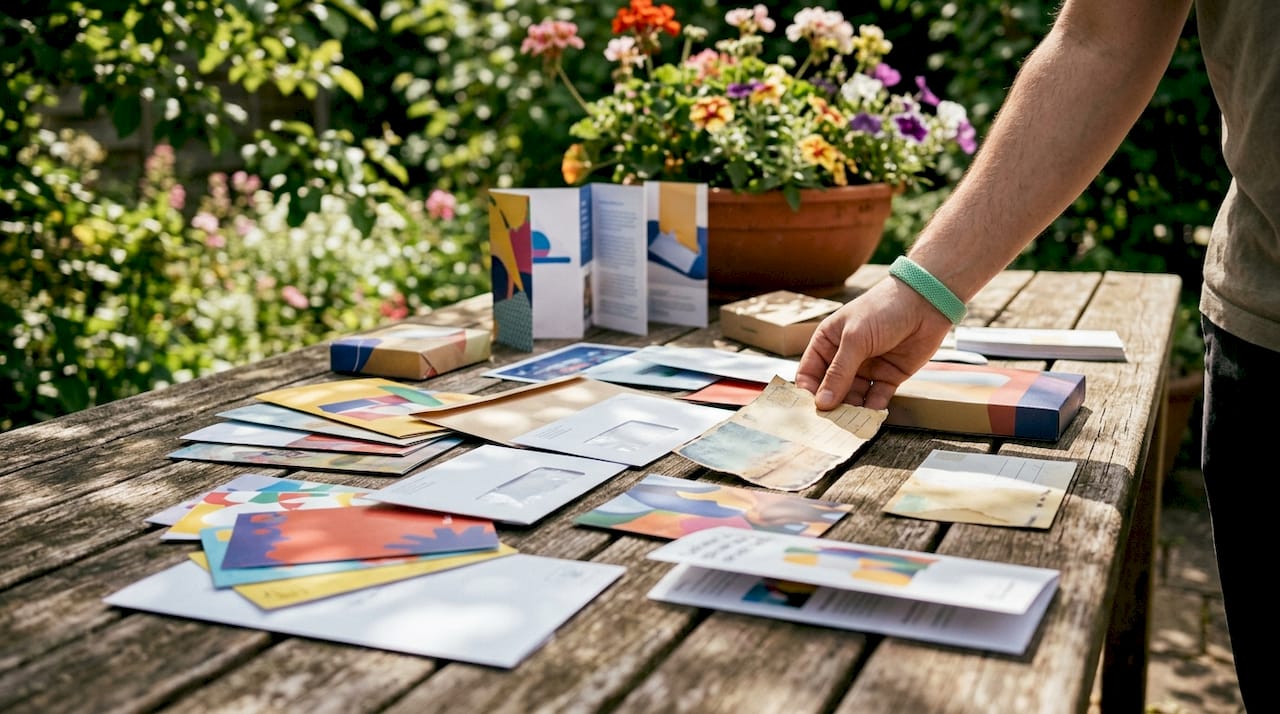 Variety of direct mail advertising formats displayed