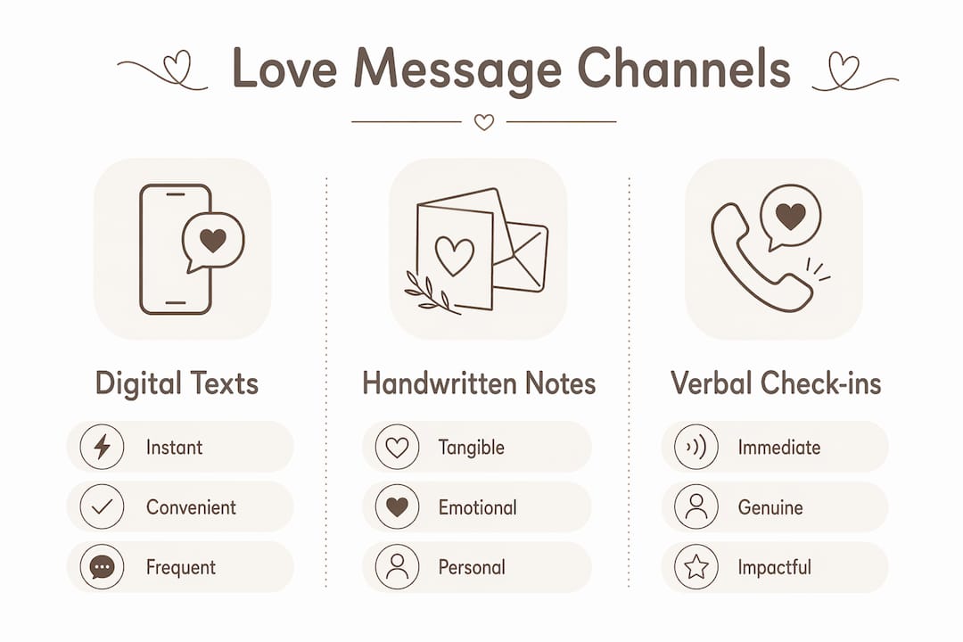 Infographic comparing three love message channels