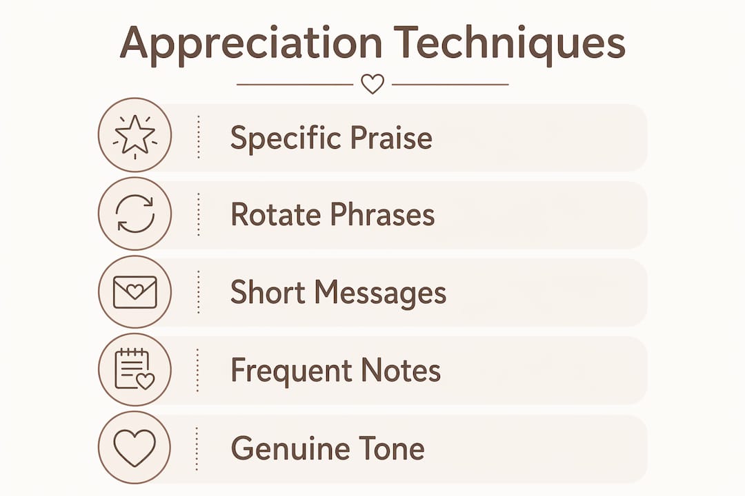Infographic displaying verbal appreciation techniques