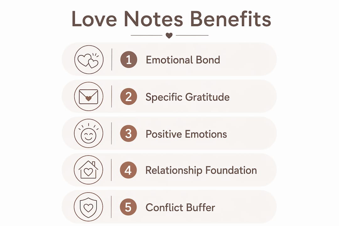 Infographic showing key benefits of writing love notes