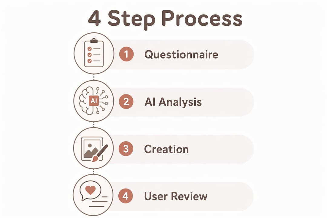 Infographic depicting four steps of personalized love tools process