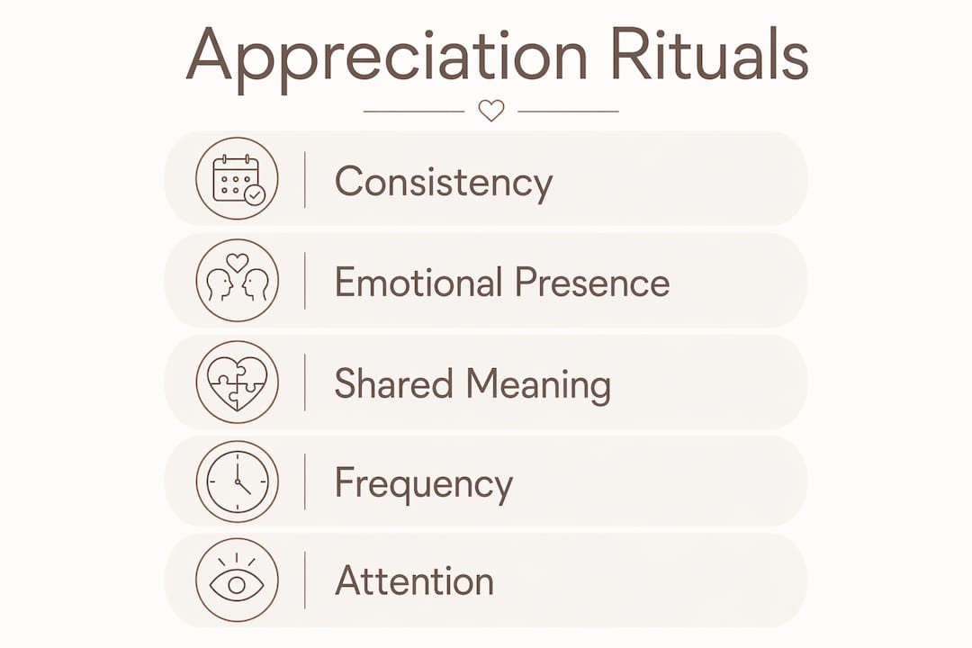 Infographic showing steps for appreciation rituals