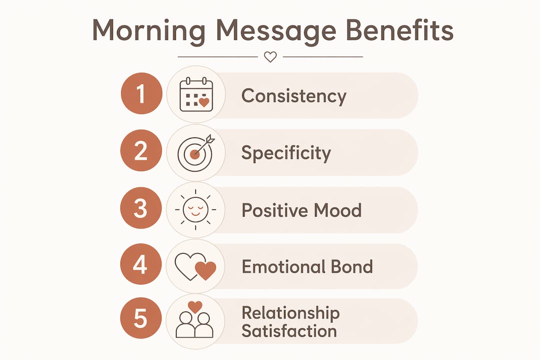 Infographic illustrating five key benefits of morning messages