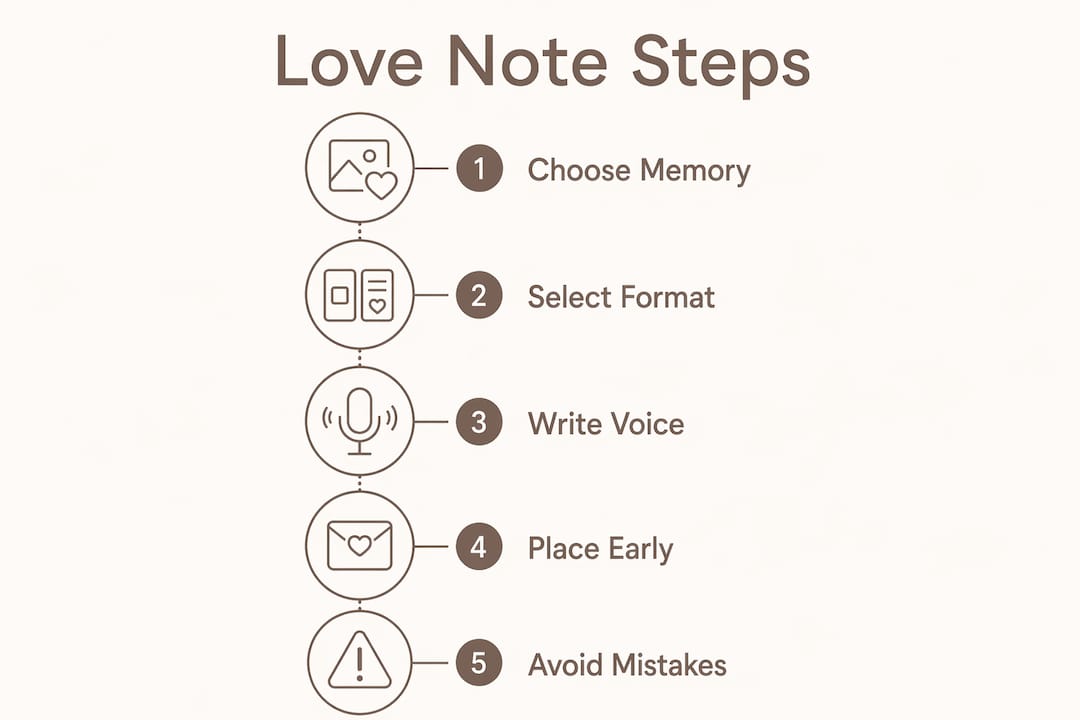 Infographic outlining steps to write love notes