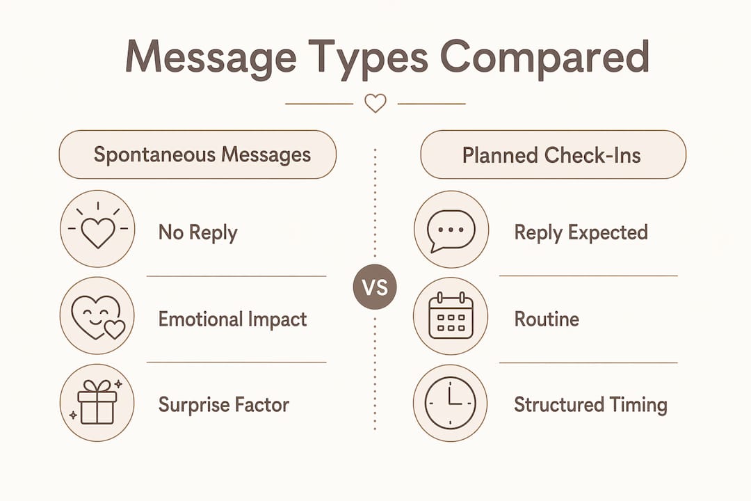Infographic comparing spontaneous and planned messages