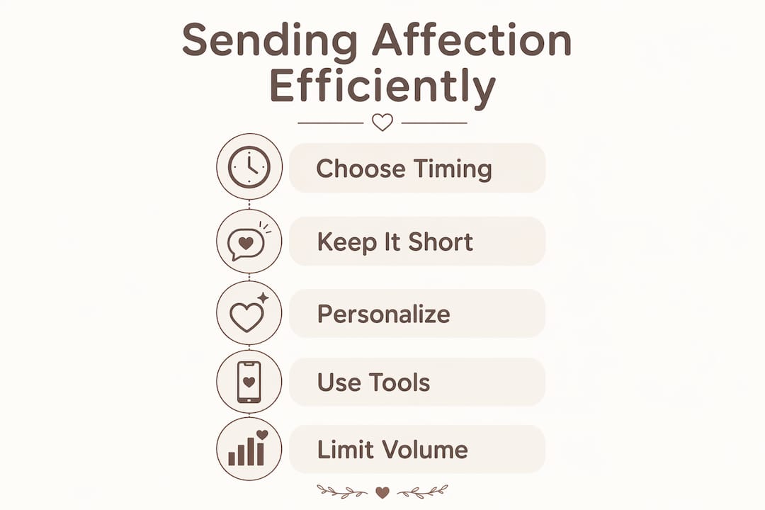 Infographic showing steps to send affectionate messages