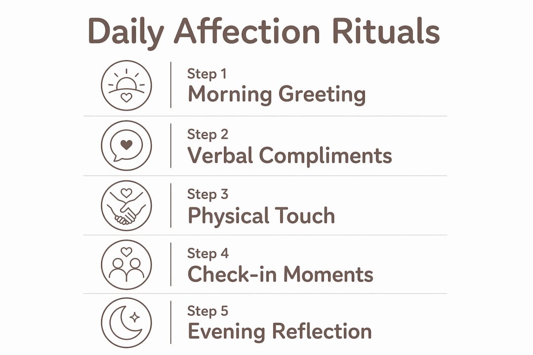 Infographic illustrating five daily affection steps
