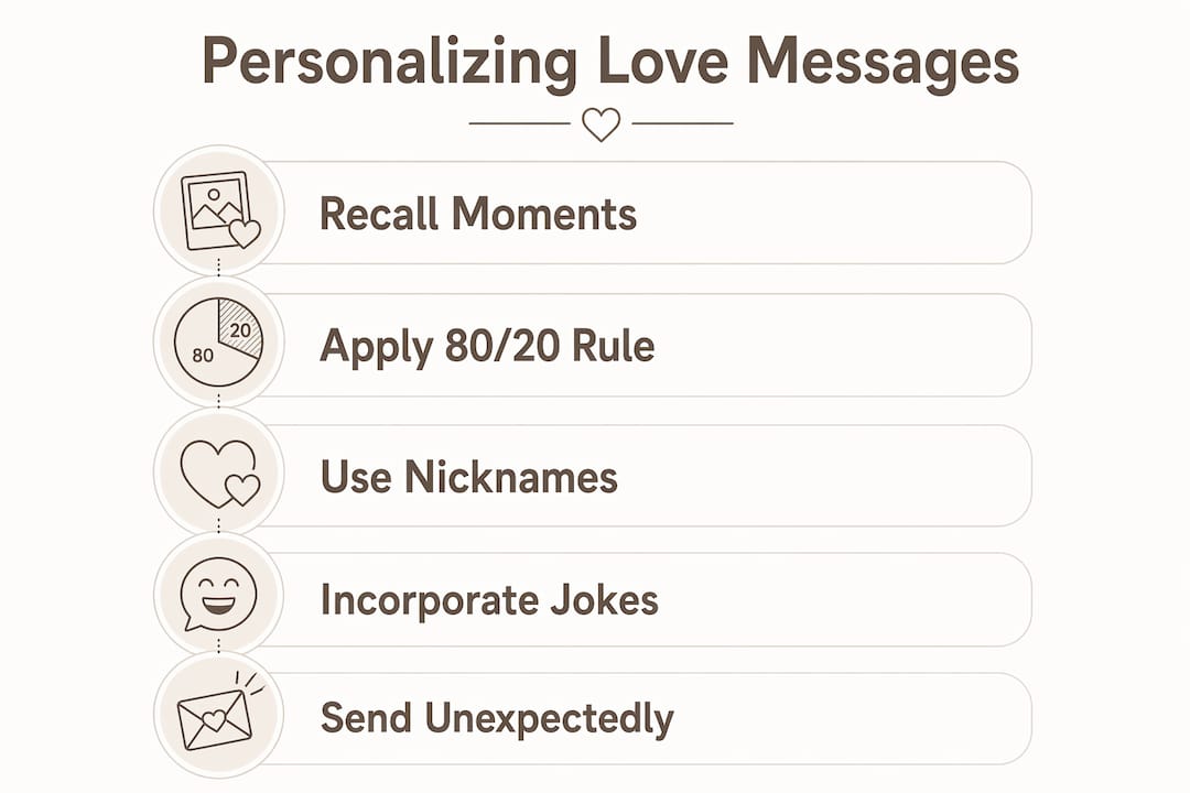 Infographic illustrating steps to personalize love messages