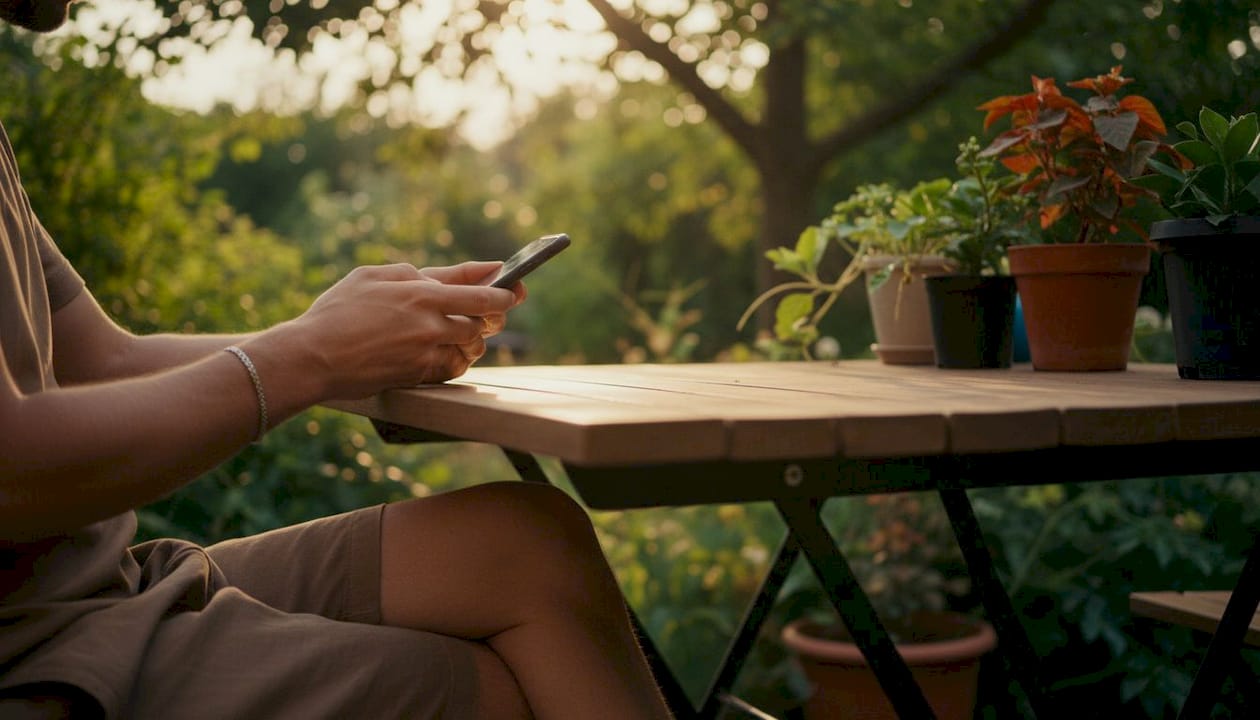Hands editing love messages on phone