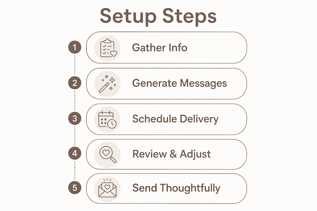 Infographic illustrating steps to set up automated messaging