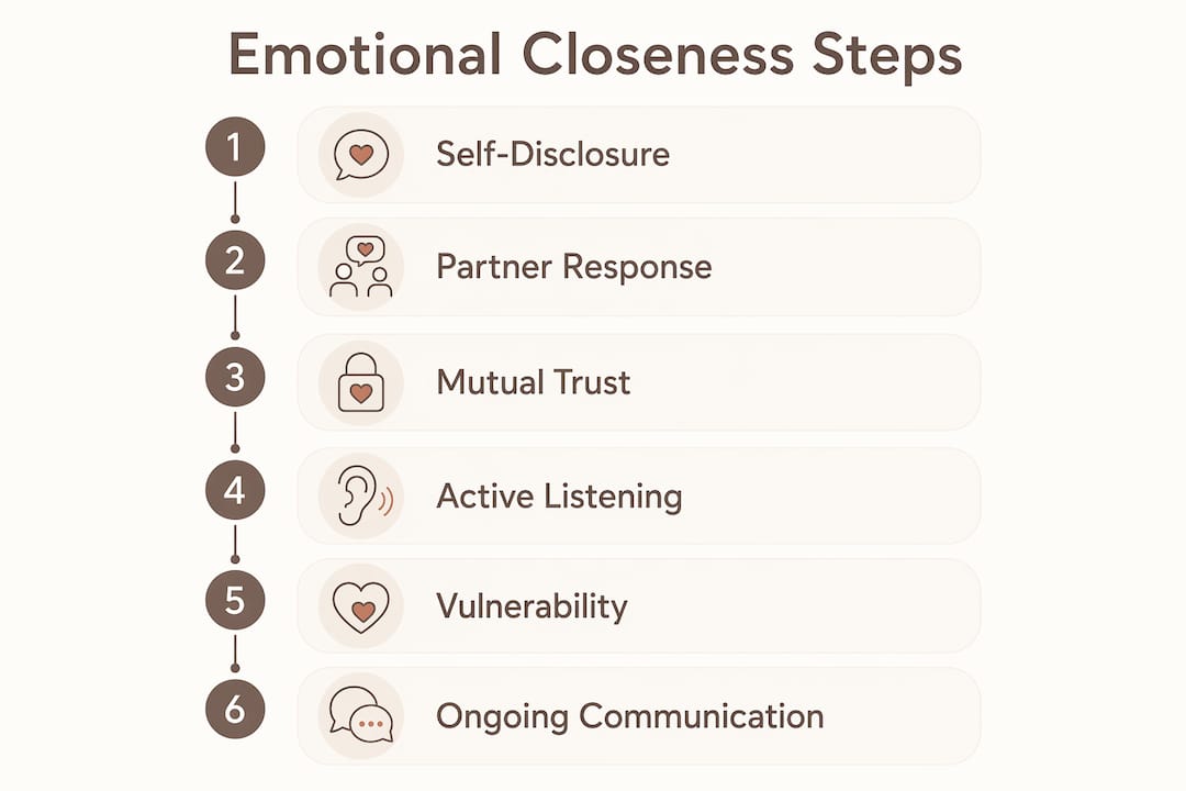 Infographic illustrating steps to emotional closeness