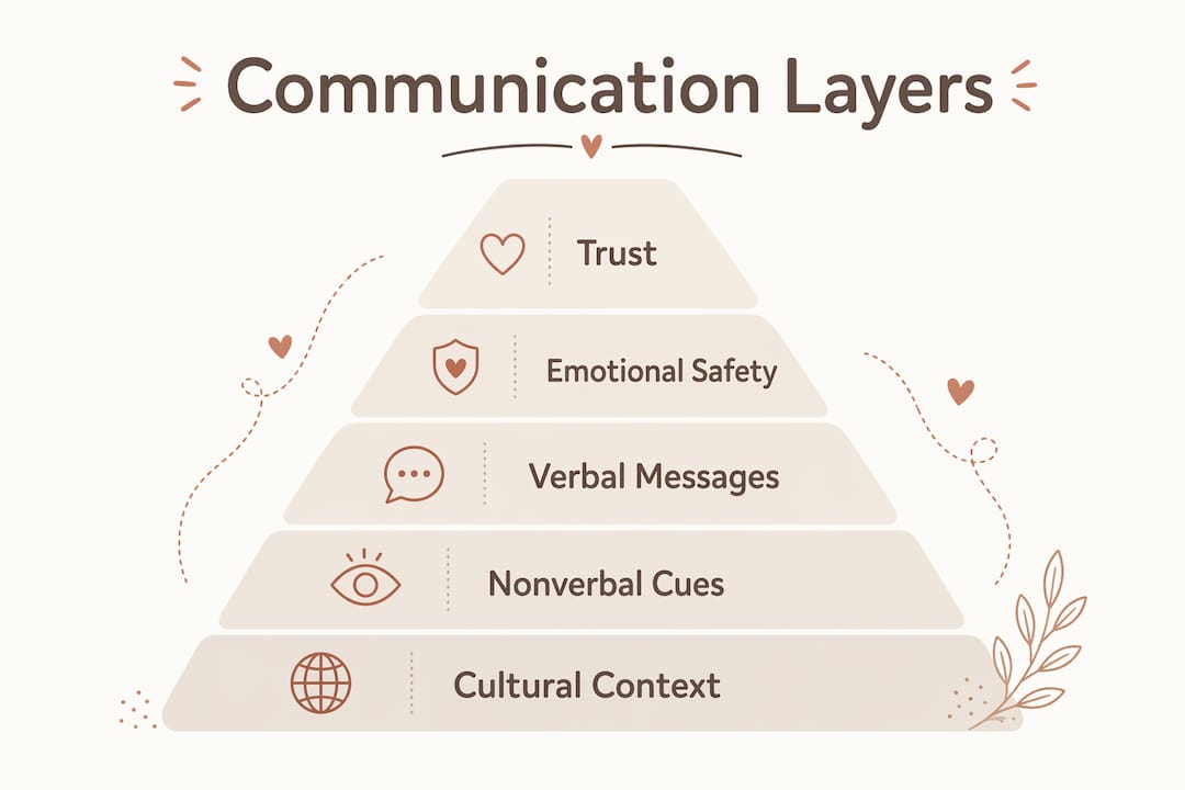 Infographic showing communication layers in relationships