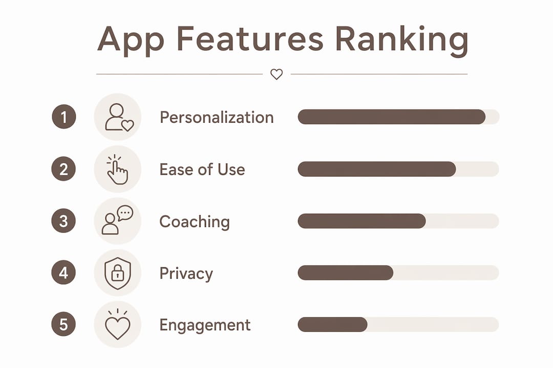 Infographic ranking key features of couples apps