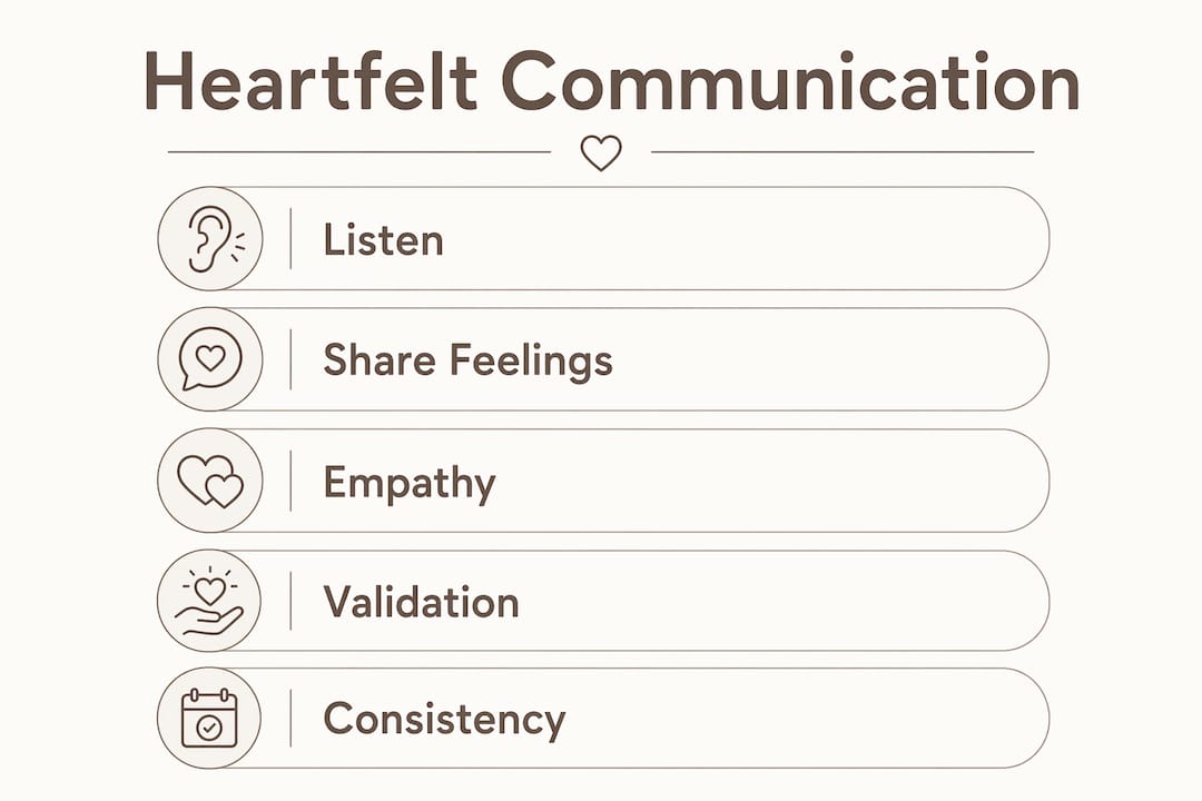 Infographic illustrating core components of heartfelt communication