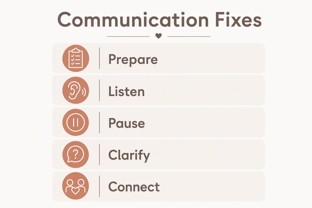 Infographic outlining 5 key communication fixes