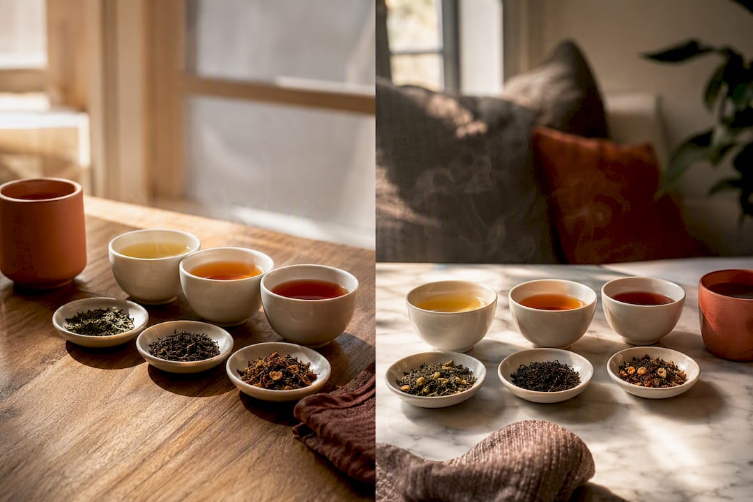Matching tea tasting setups for long distance date