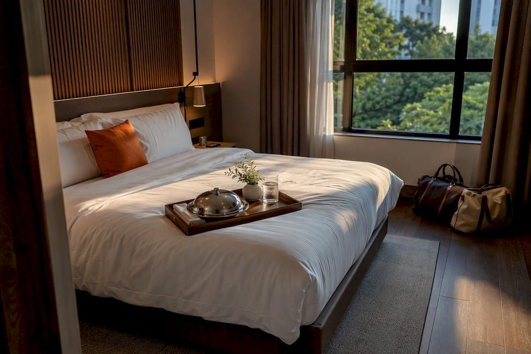 Fresh hotel room prepared for staycation