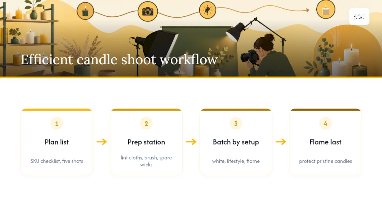 Diagram illustrating efficient candle photo shoot workflow