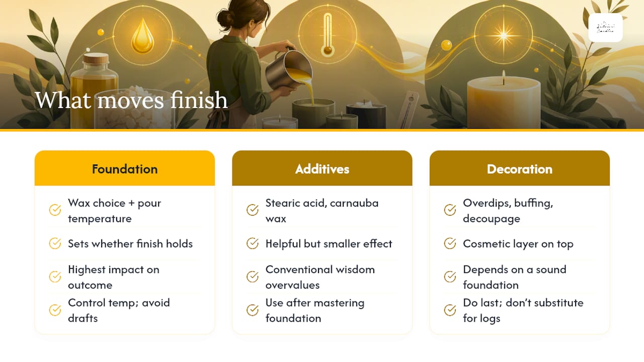 What Actually Moves the Needle on Candle Finish — overview diagram