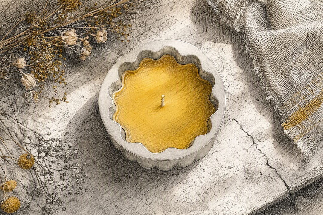 Beeswax candle cooling in silicone mold