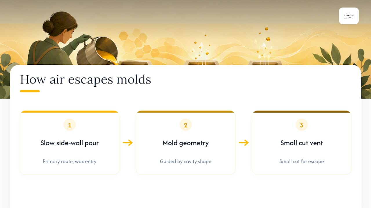Three ways air exits candle molds
