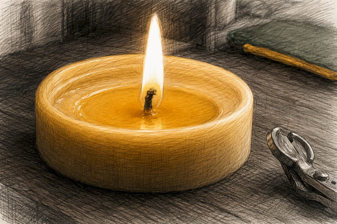 Beeswax candle flame during wick test