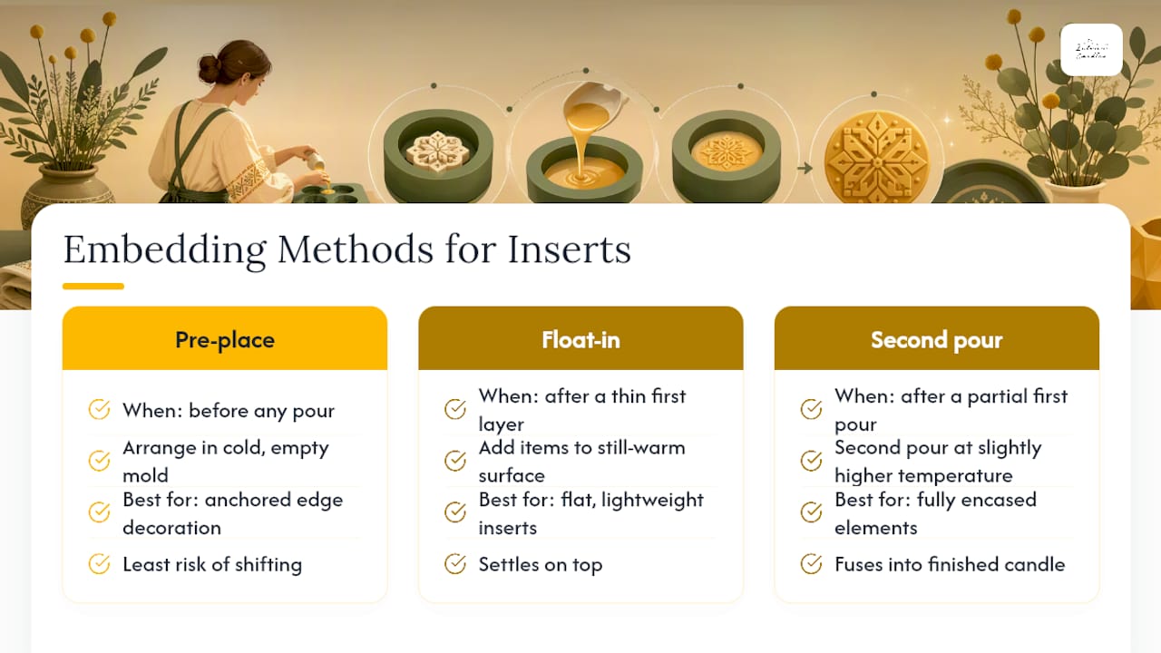 Three methods for positioning candle inserts