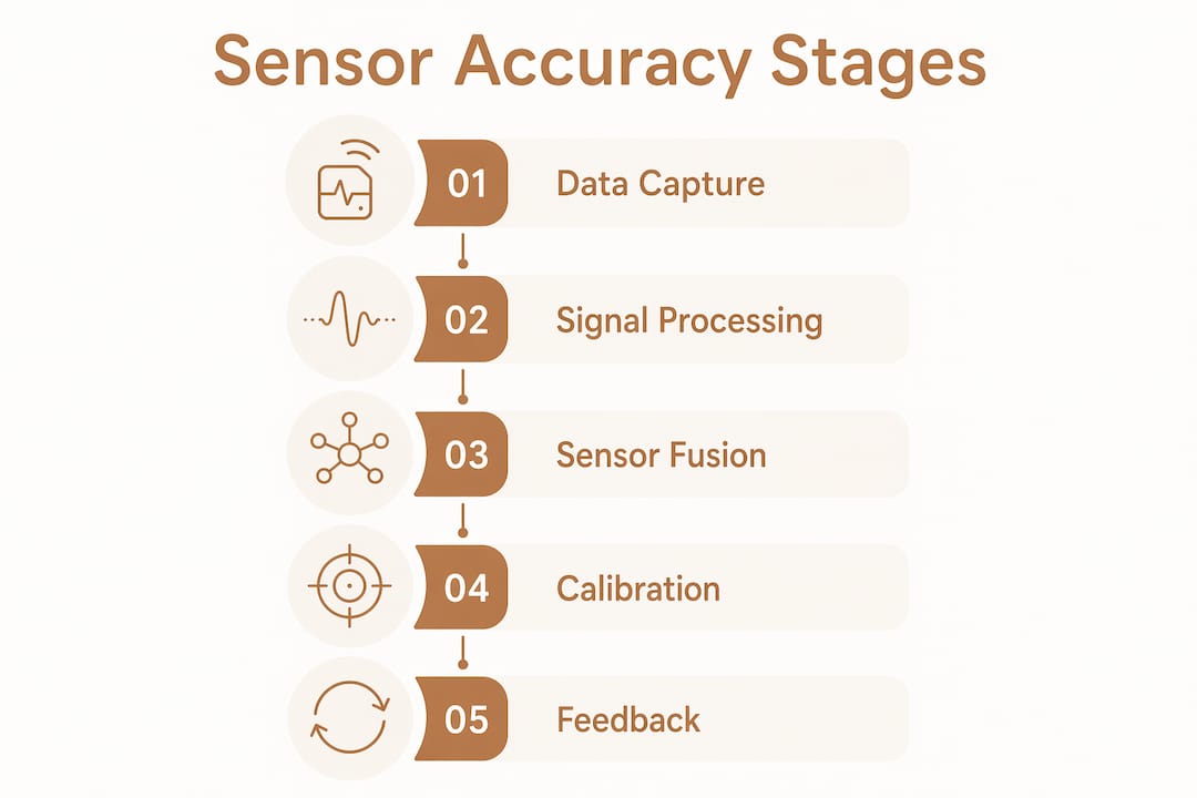 Infographic outlining stages of sensor accuracy improvement