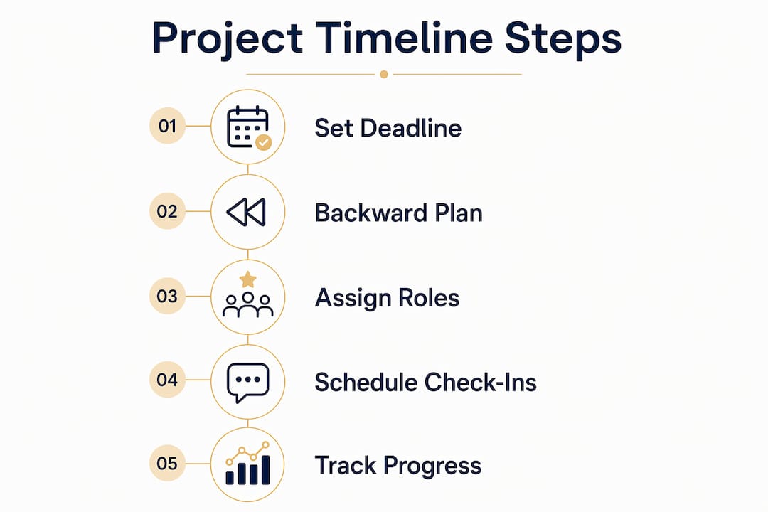 Infographic showing step-by-step group project timeline process