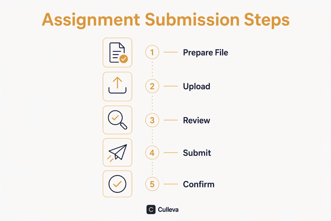 Infographic showing five key assignment submission steps