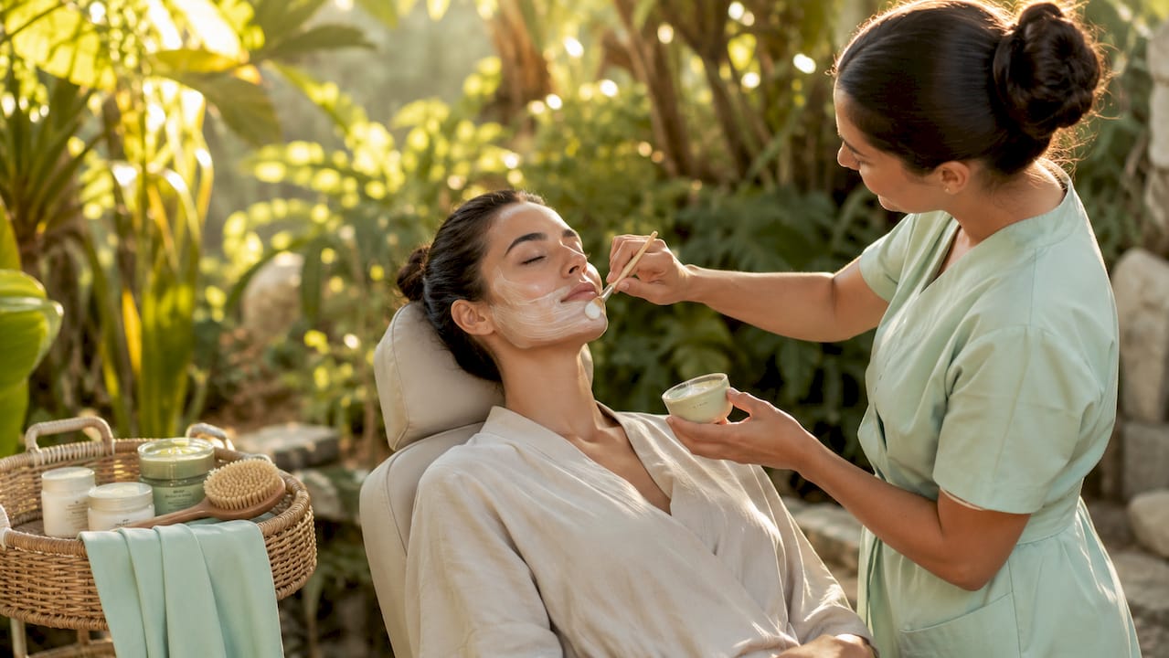 Close-up of enzyme exfoliation during facial