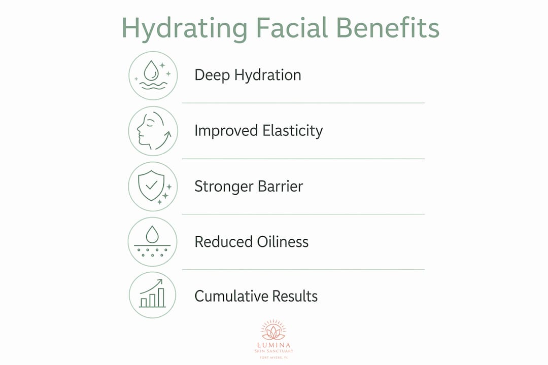 Infographic showing benefits of hydrating facials