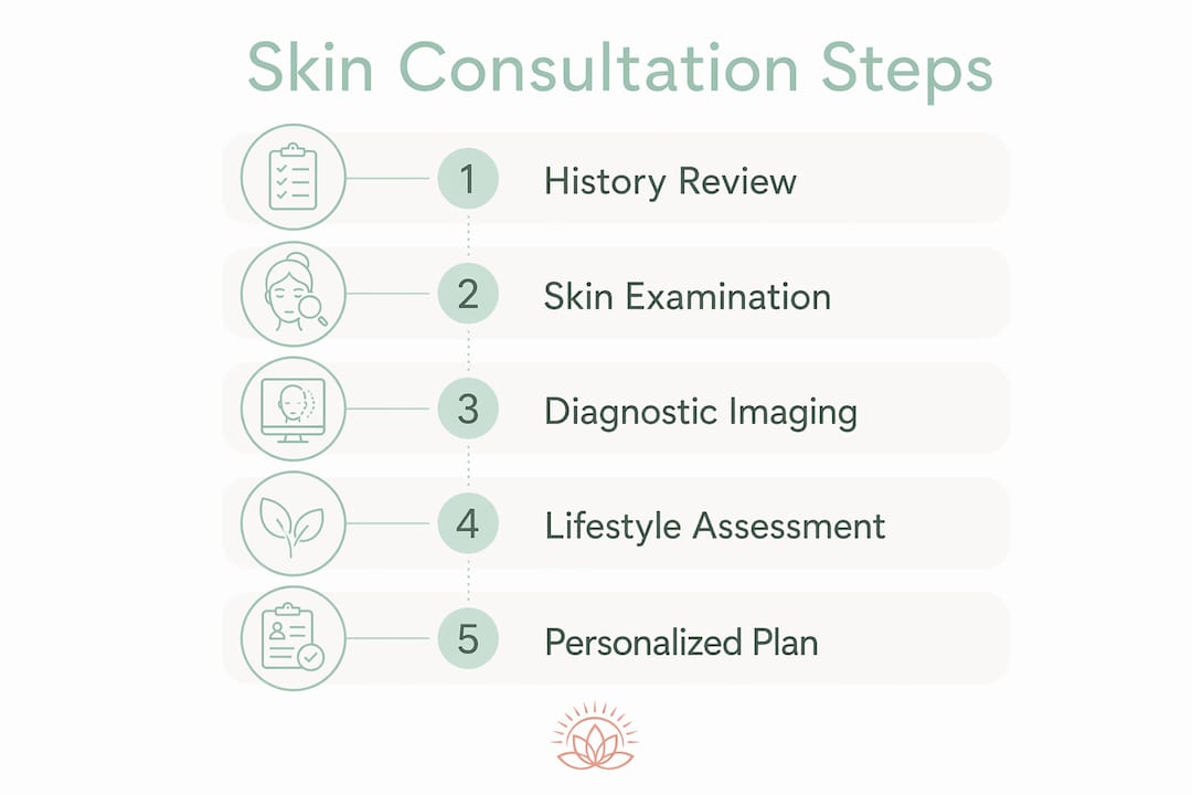 Infographic illustrating key skin consultation steps