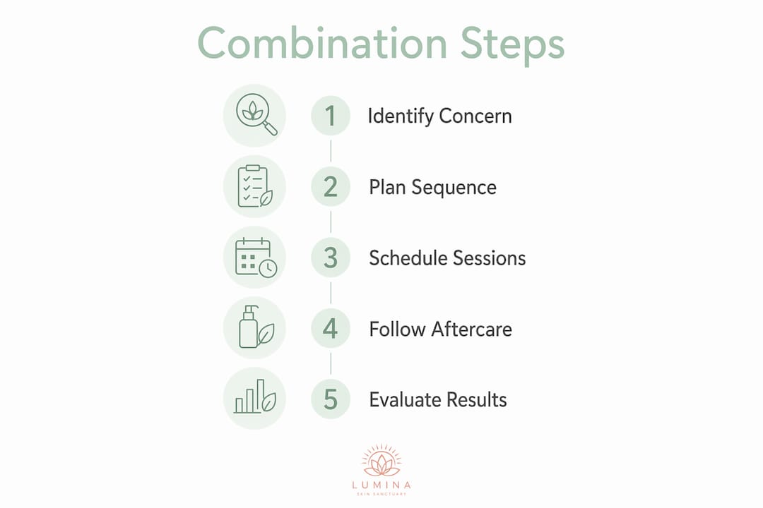Infographic illustrating steps to combine facial treatments