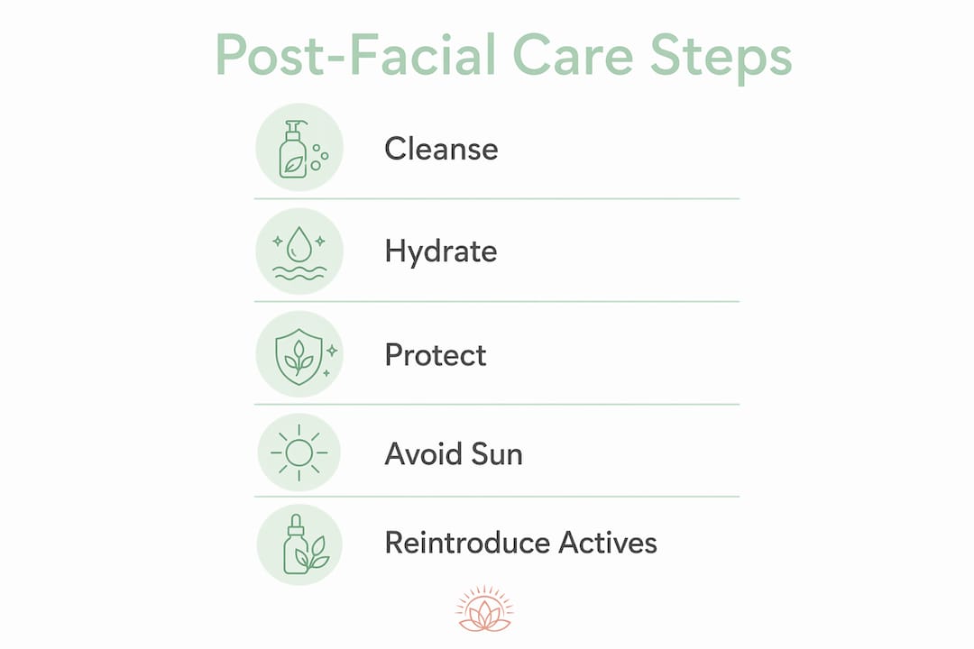 Infographic showing post-facial care steps