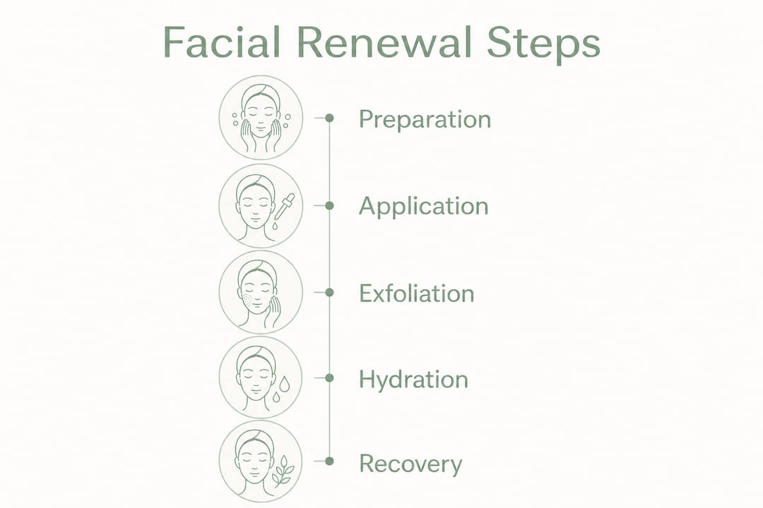 Infographic showing glycolic acid facial renewal steps