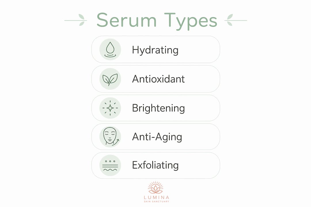 Infographic listing types of facial serums