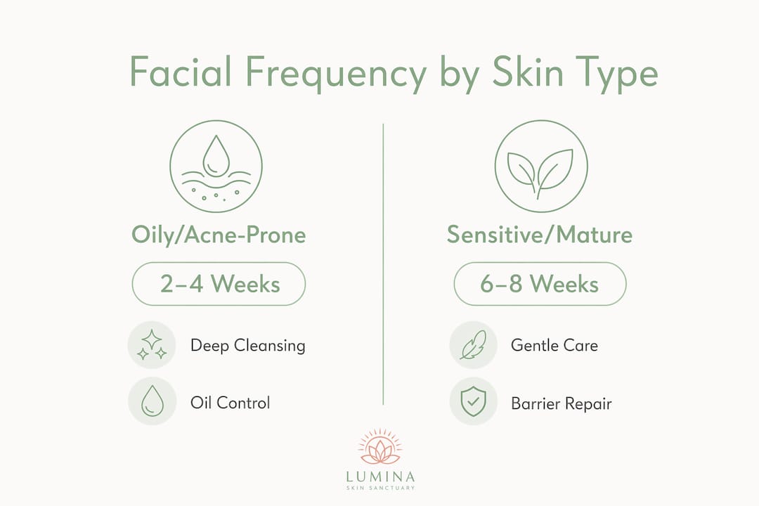 Infographic comparing facial frequency by skin type