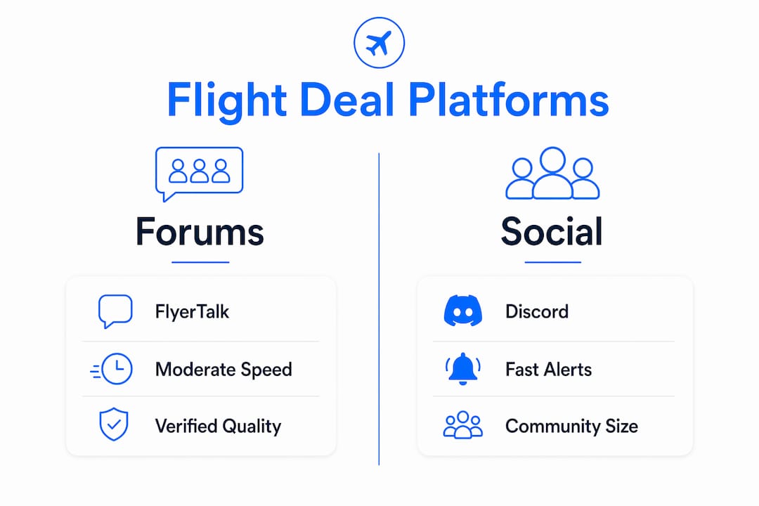 Infographic comparing flight deal sharing platforms