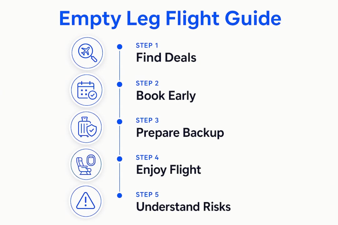 Infographic showing empty leg flight booking steps