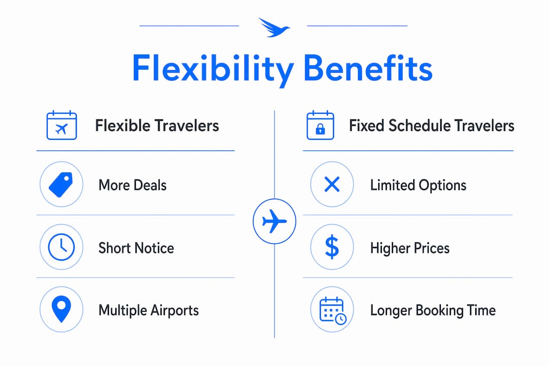 Infographic comparing flexible vs fixed schedule travelers