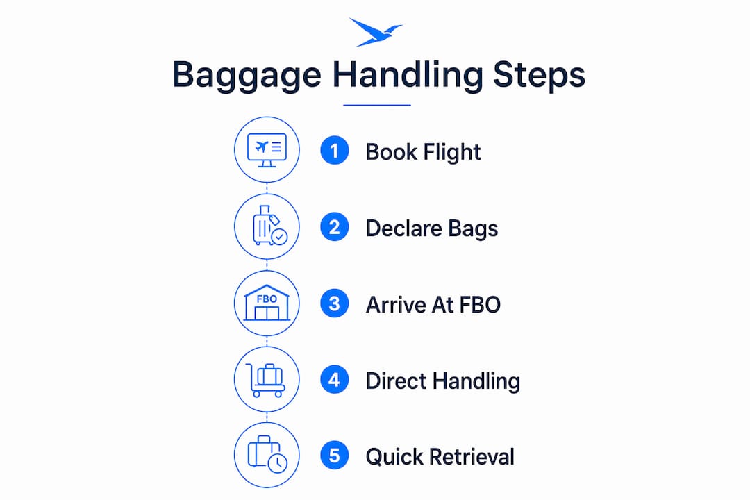 Infographic showing private jet baggage handling steps