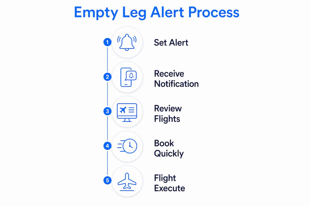 Infographic showing empty leg alert process steps