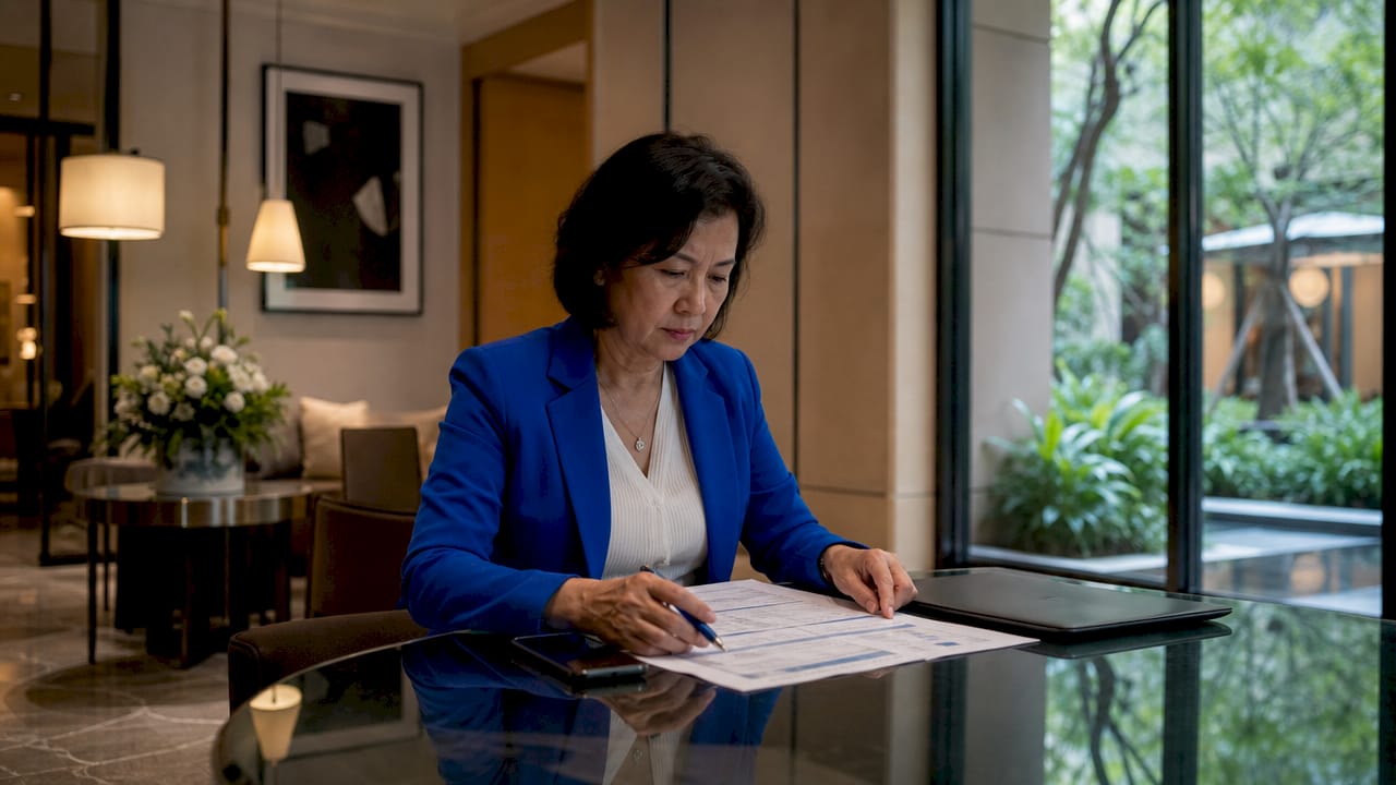 Booking agent reviewing private jet flight information