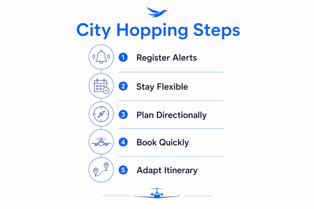 Infographic showing steps of empty leg city hopping strategy
