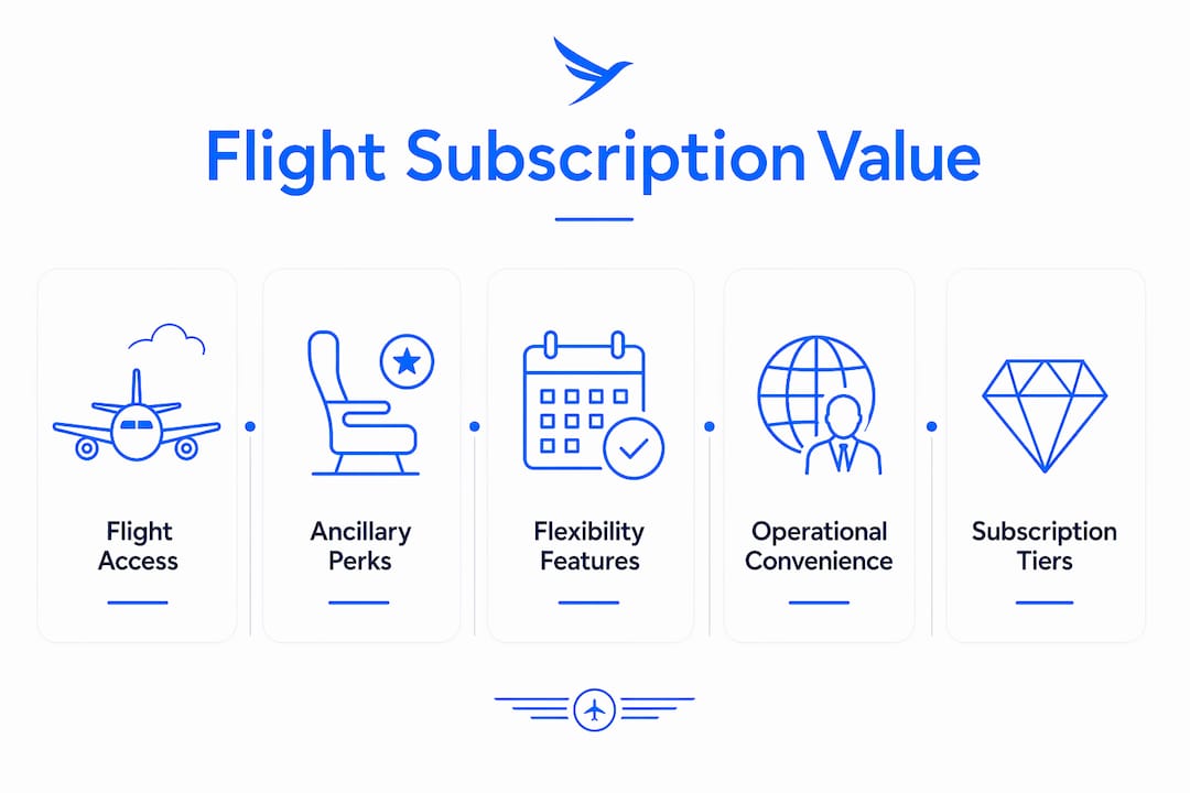 Infographic illustrating flight subscription value layers and features
