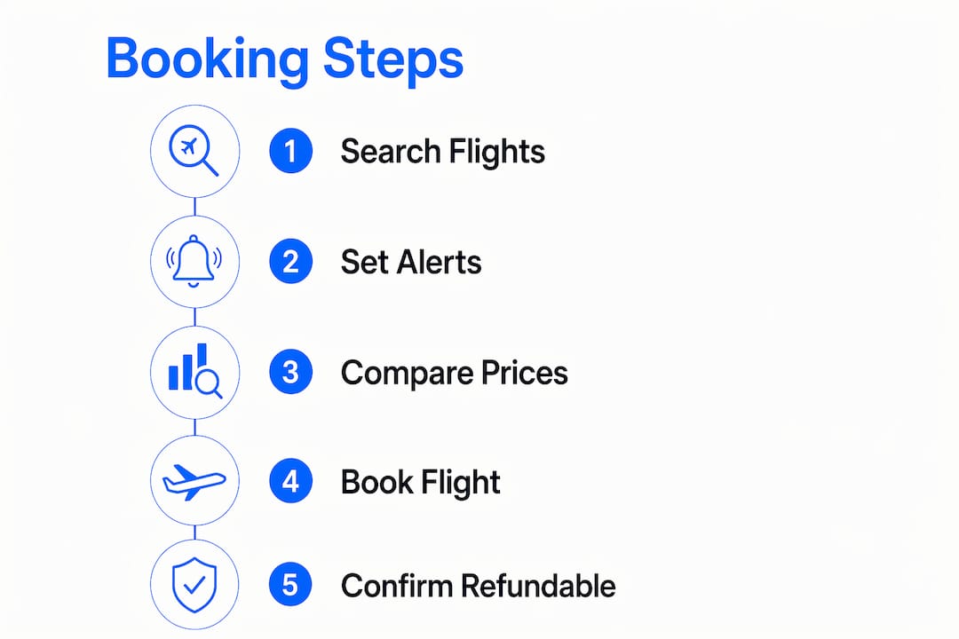 Infographic with step-by-step empty leg flight booking process