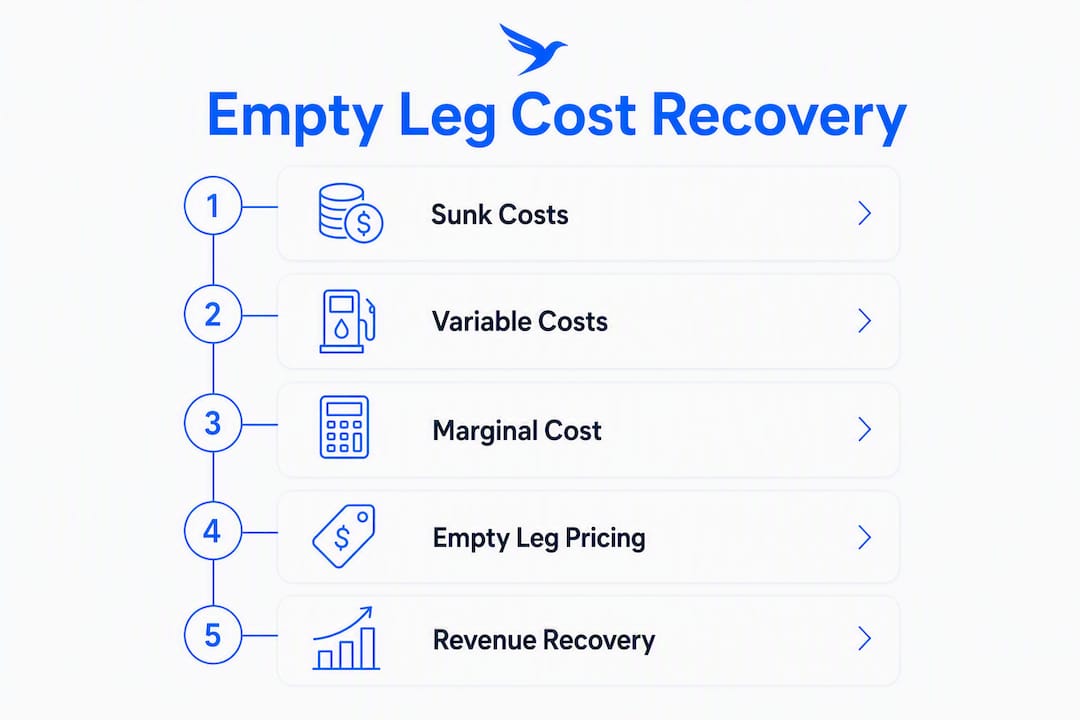 Infographic depicting empty leg cost recovery steps