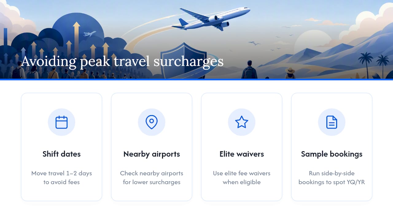 Diagram of ways to avoid peak travel surcharges