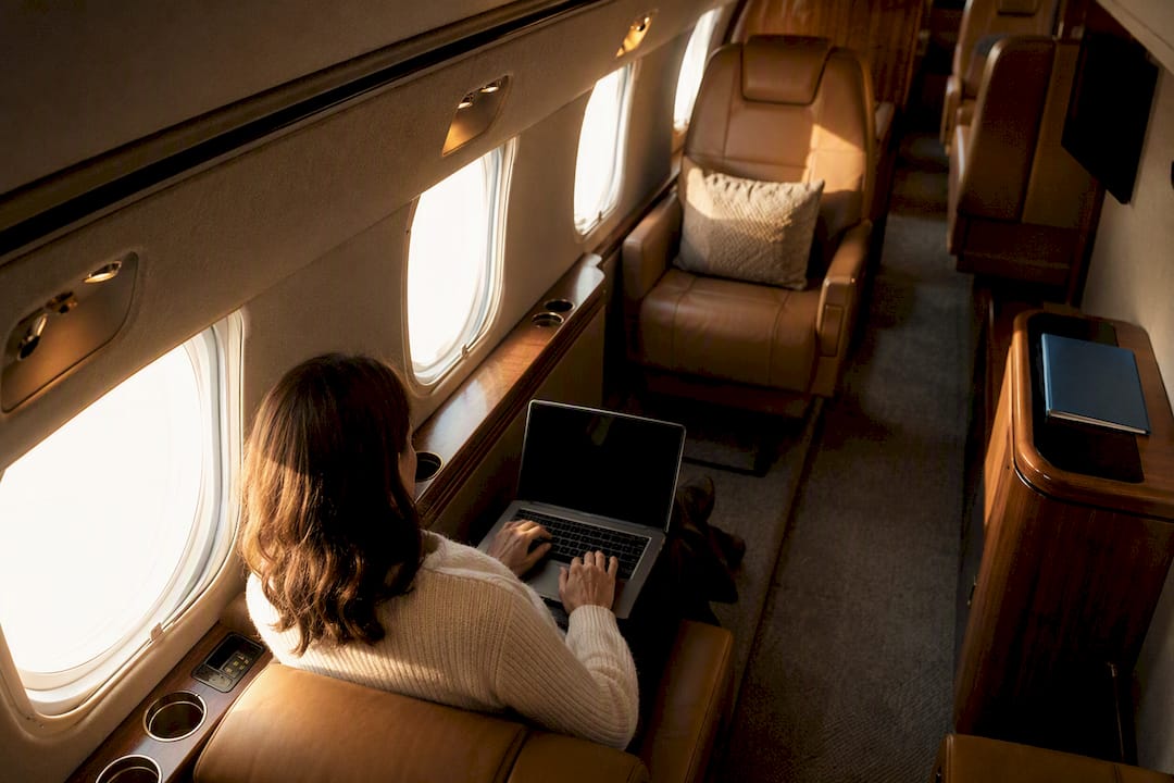 Light jet leather cabin seating interior